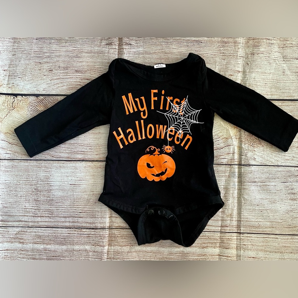 0-3 months infant baby snap onesie bodysuit first Halloween pumpkin outfit